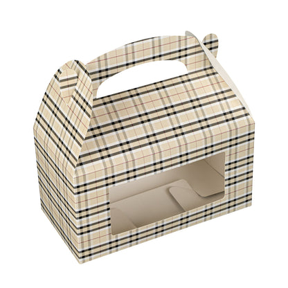 Bio Tek Plaid Paper Gable Box / Take Out Container - with Window - 9 1/2" x 5" x 5" - 25 count box