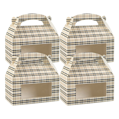 Bio Tek Plaid Paper Gable Box / Take Out Container - with Window - 9 1/2" x 5" x 5" - 25 count box