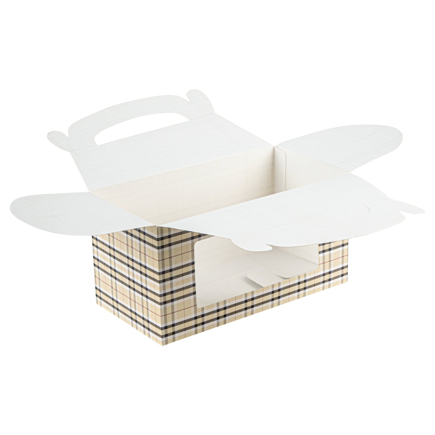 Bio Tek Plaid Paper Gable Box / Take Out Container - with Window - 9 1/2" x 5" x 5" - 100 count box