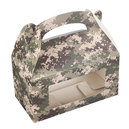 Bio Tek Camouflage Paper Gable Box / Take Out Container - with Window - 9 1/2" x 5" x 5" - 100 count box