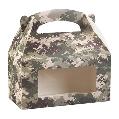 Bio Tek Camouflage Paper Gable Box / Take Out Container - with Window - 9 1/2" x 5" x 5" - 100 count box