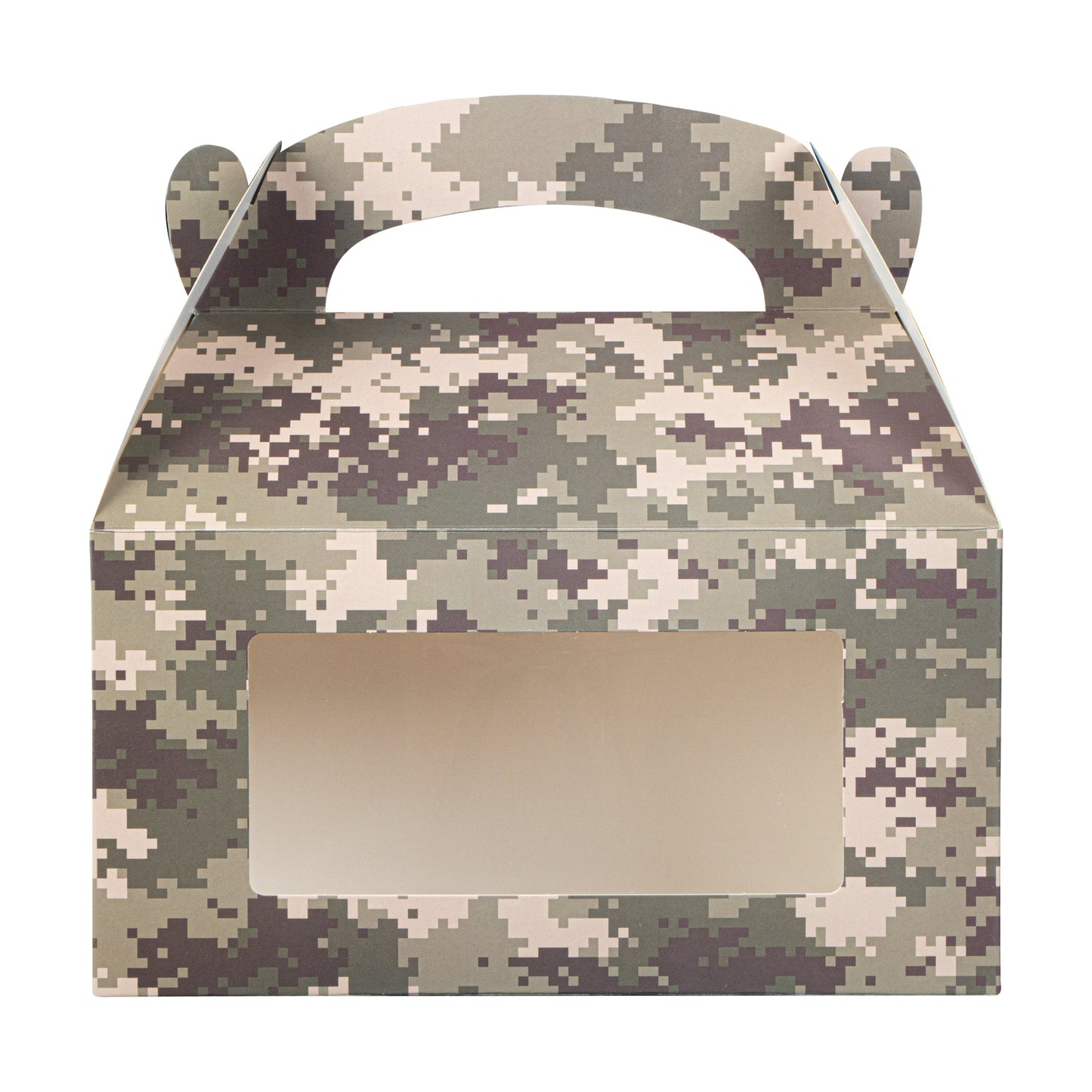 Bio Tek Camouflage Paper Gable Box / Take Out Container - with Window - 9 1/2" x 5" x 5" - 100 count box