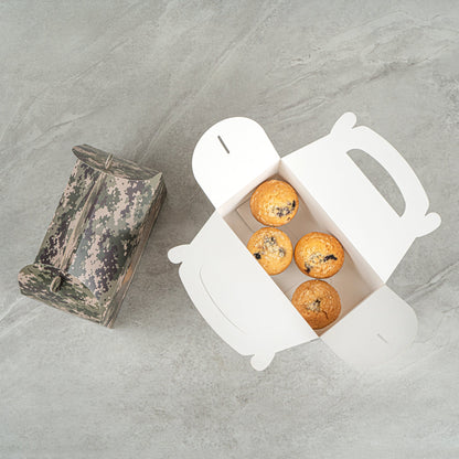 Bio Tek Camouflage Paper Gable Box / Take Out Container - with Window - 9 1/2" x 5" x 5" - 100 count box