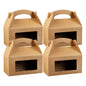 Bio Tek Kraft Paper Gable Box / Take Out Container - Greaseproof, with Window - 9 1/2" x 5" x 5" - 25 count box