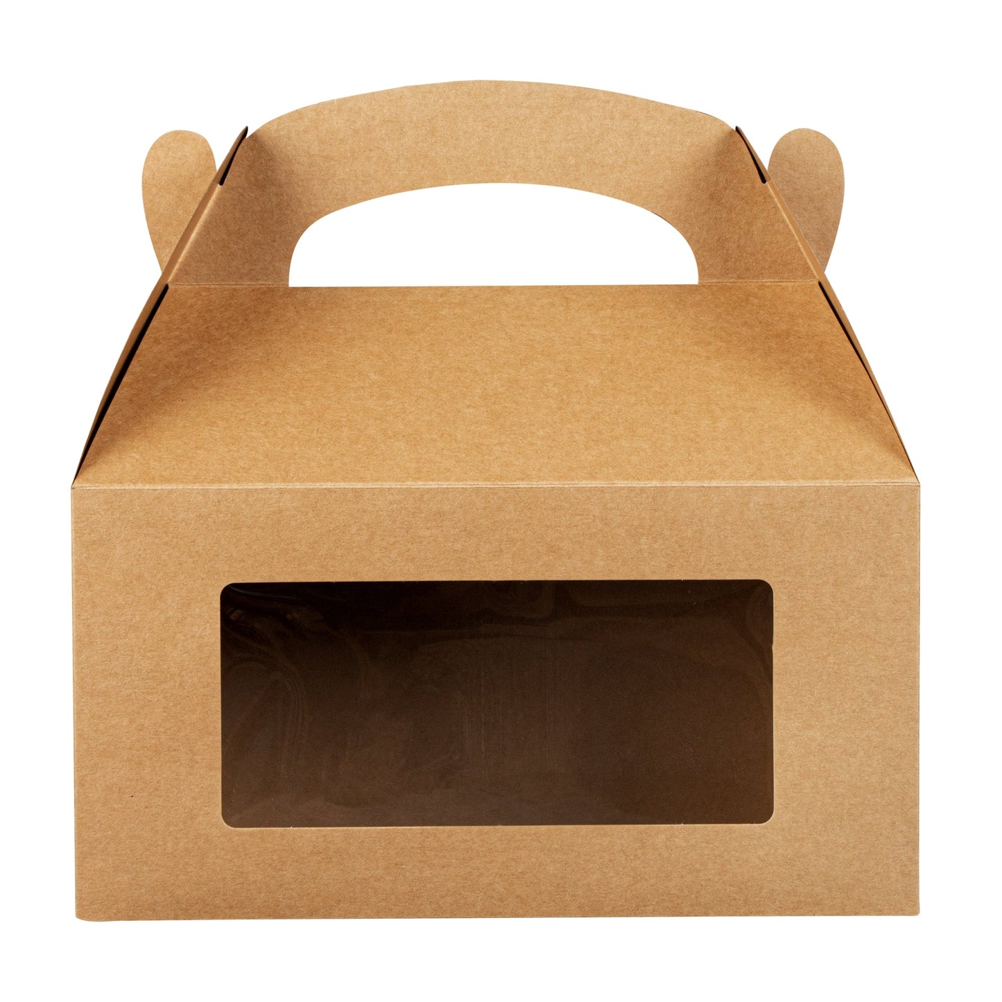 Bio Tek Kraft Paper Gable Box / Take Out Container - Greaseproof, with Window - 9 1/2" x 5" x 5" - 100 count box