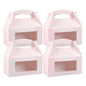 Bio Tek Pink and White Stripe Paper Gable Box / Take Out Container - with Window - 9 1/2" x 5" x 5" - 100 count box