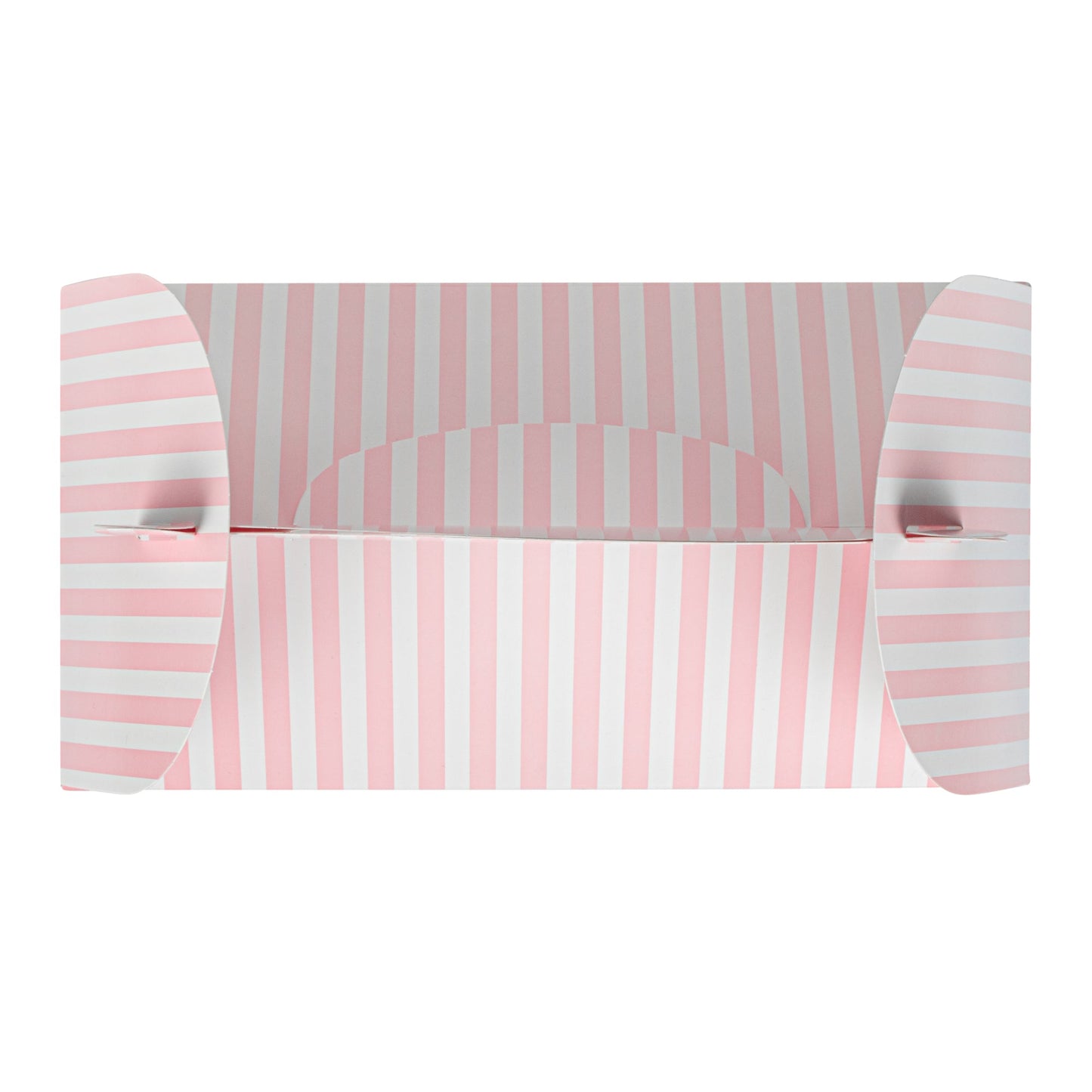 Bio Tek Pink and White Stripe Paper Gable Box / Take Out Container - with Window - 9 1/2" x 5" x 5" - 25 count box