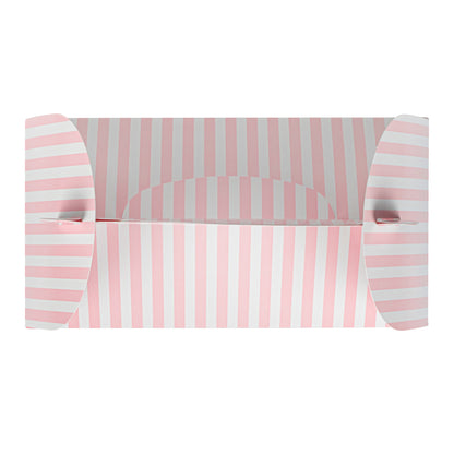 Bio Tek Pink and White Stripe Paper Gable Box / Take Out Container - with Window - 9 1/2" x 5" x 5" - 25 count box