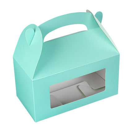 Bio Tek Turquoise Paper Gable Box / Take Out Container - with Window - 9 1/2" x 5" x 5" - 100 count box