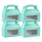 Bio Tek Turquoise Paper Gable Box / Take Out Container - with Window - 9 1/2" x 5" x 5" - 100 count box