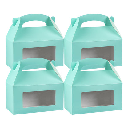 Bio Tek Turquoise Paper Gable Box / Take Out Container - with Window - 9 1/2" x 5" x 5" - 25 count box