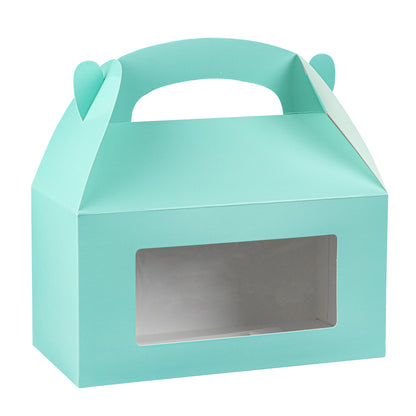 Bio Tek Turquoise Paper Gable Box / Take Out Container - with Window - 9 1/2" x 5" x 5" - 25 count box