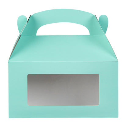 Bio Tek Turquoise Paper Gable Box / Take Out Container - with Window - 9 1/2" x 5" x 5" - 25 count box