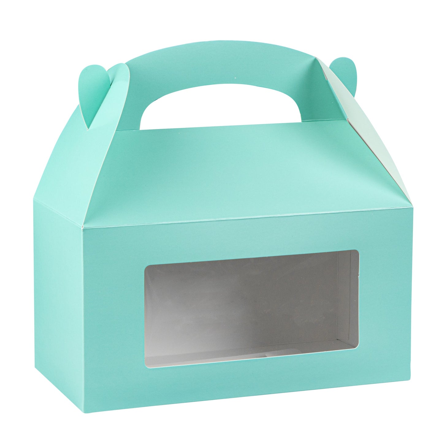 Bio Tek Turquoise Paper Gable Box / Take Out Container - with Window - 9 1/2" x 5" x 5" - 100 count box