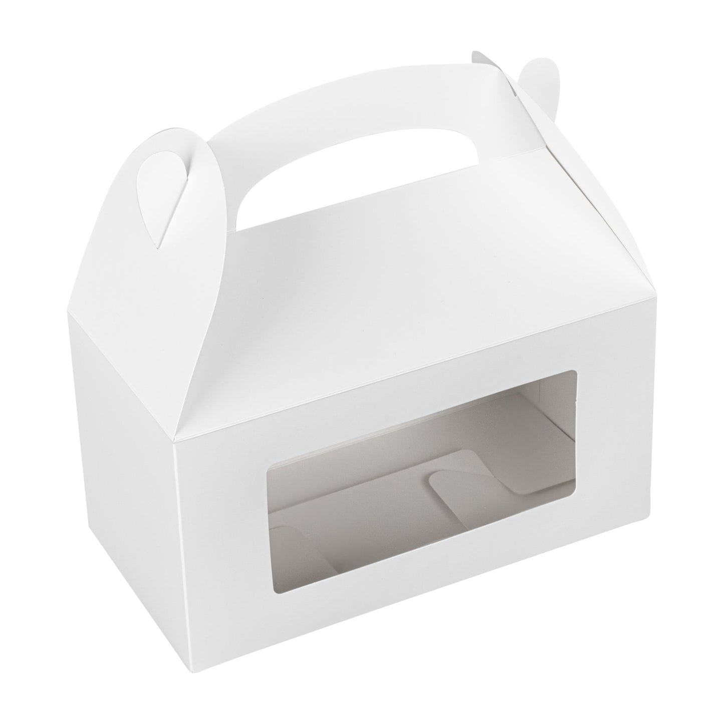 Bio Tek White Paper Gable Box / Take Out Container - Greaseproof, with Window - 9 1/2" x 5" x 5" - 25 count box