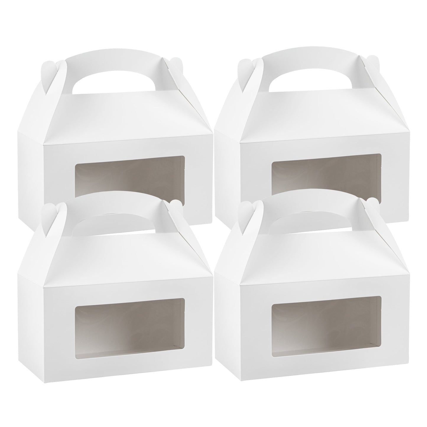 Bio Tek White Paper Gable Box / Take Out Container - Greaseproof, with Window - 9 1/2" x 5" x 5" - 25 count box