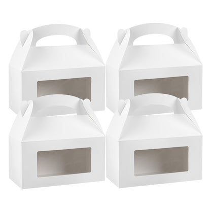 Bio Tek White Paper Gable Box / Take Out Container - Greaseproof, with Window - 9 1/2" x 5" x 5" - 25 count box