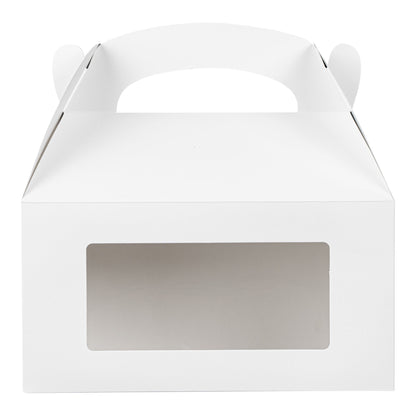 Bio Tek White Paper Gable Box / Take Out Container - Greaseproof, with Window - 9 1/2" x 5" x 5" - 25 count box