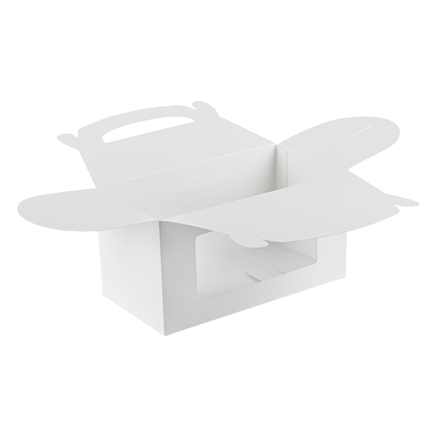 Bio Tek White Paper Gable Box / Take Out Container - Greaseproof, with Window - 9 1/2" x 5" x 5" - 25 count box