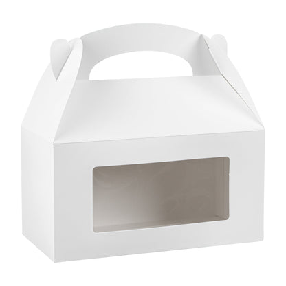 Bio Tek White Paper Gable Box / Take Out Container - Greaseproof, with Window - 9 1/2" x 5" x 5" - 100 count box