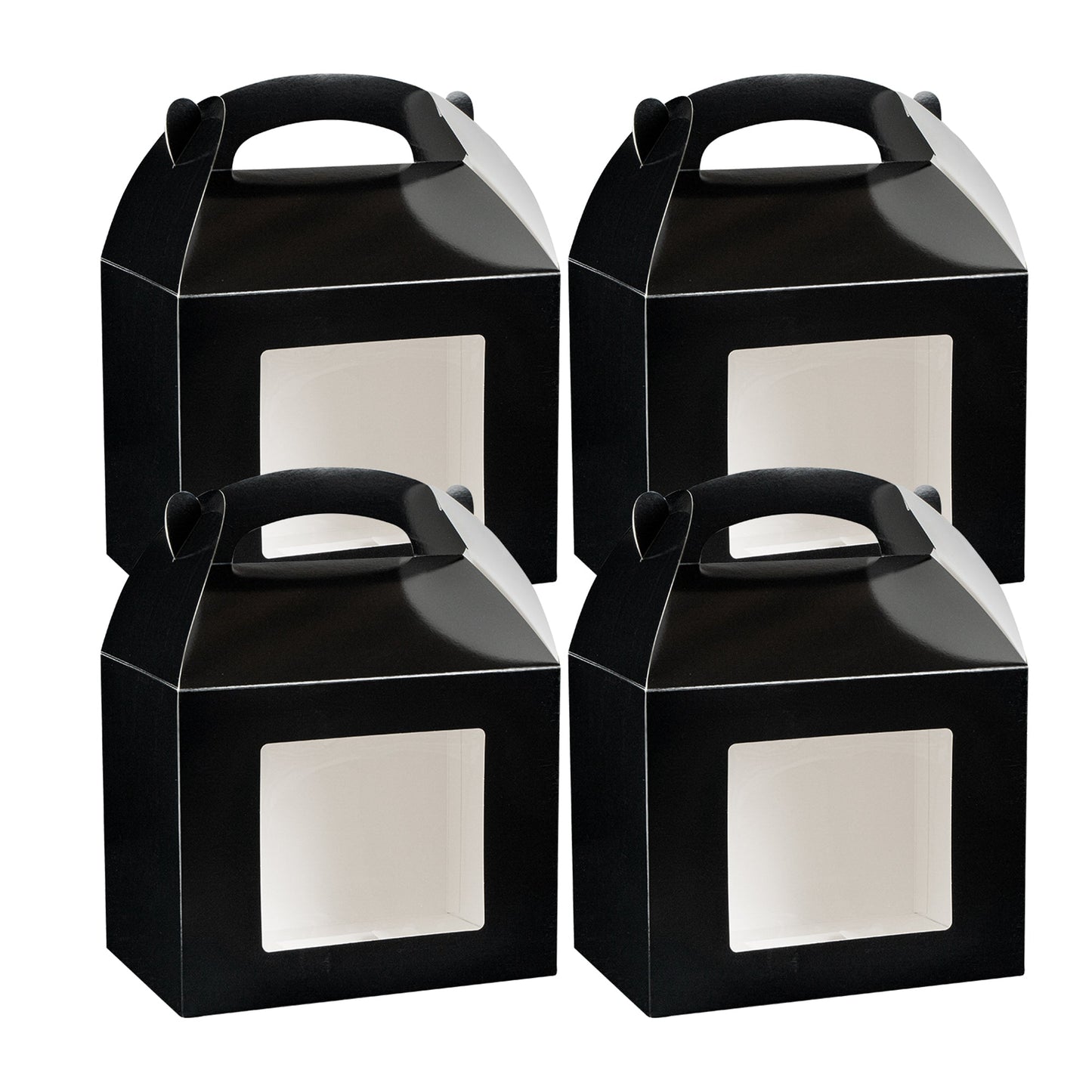 Bio Tek Black Paper Gable Box / Take Out Container - Greaseproof, with Window - 10" x 7" x 8" - 25 count box