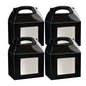 Bio Tek Black Paper Gable Box / Take Out Container - Greaseproof, with Window - 10" x 7" x 8" - 25 count box