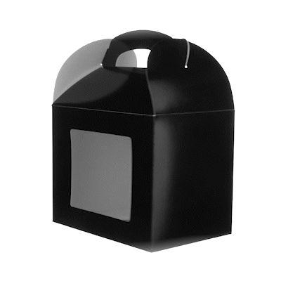 Bio Tek Black Paper Gable Box / Take Out Container - Greaseproof, with Window - 10" x 7" x 8" - 100 count box