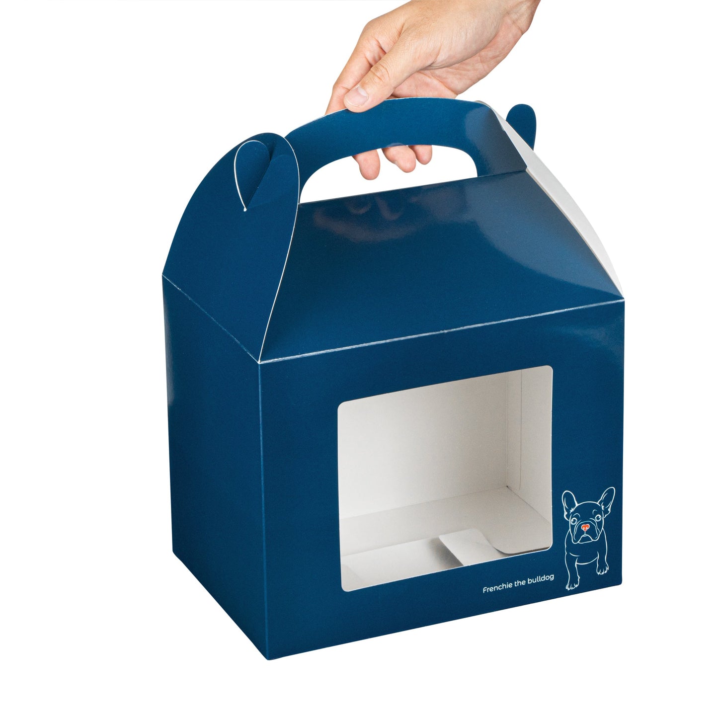 Bio Tek Frenchie Paper Gable Box / Take Out Container - with Window - 10" x 7" x 8" - 25 count box