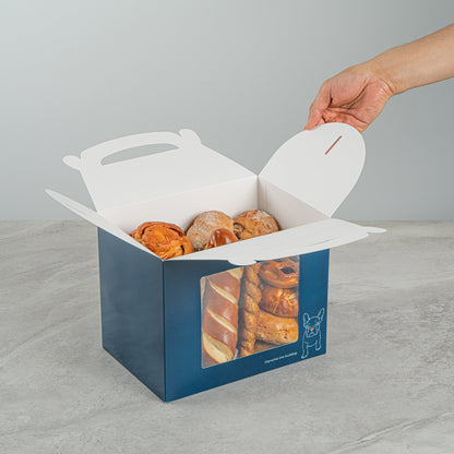 Bio Tek Frenchie Paper Gable Box / Take Out Container - with Window - 10" x 7" x 8" - 25 count box