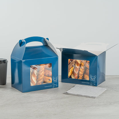 Bio Tek Frenchie Paper Gable Box / Take Out Container - with Window - 10" x 7" x 8" - 25 count box
