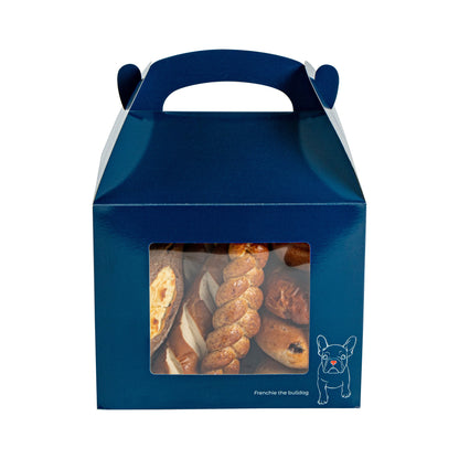 Bio Tek Frenchie Paper Gable Box / Take Out Container - with Window - 10" x 7" x 8" - 100 count box