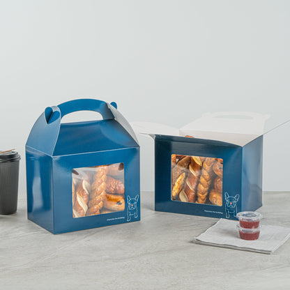 Bio Tek Frenchie Paper Gable Box / Take Out Container - with Window - 10" x 7" x 8" - 100 count box