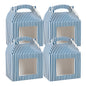 Bio Tek Blue and White Stripe Paper Gable Box / Take Out Container - with Window - 10" x 7" x 8" - 100 count box