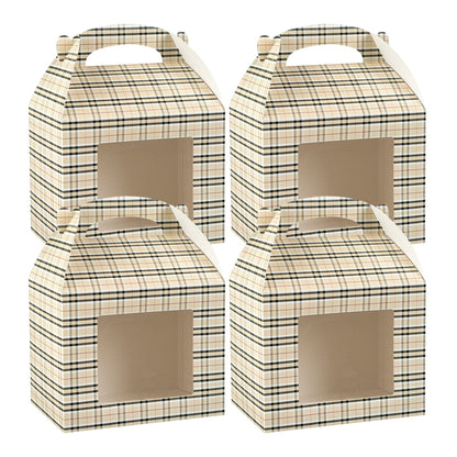 Bio Tek Plaid Paper Gable Box / Take Out Container - with Window - 10" x 7" x 8" - 25 count box