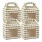 Bio Tek Plaid Paper Gable Box / Take Out Container - with Window - 10" x 7" x 8" - 25 count box