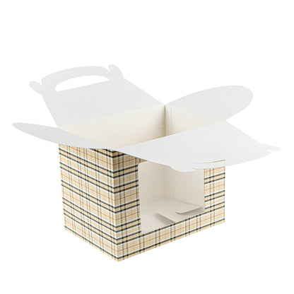 Bio Tek Plaid Paper Gable Box / Take Out Container - with Window - 10" x 7" x 8" - 25 count box