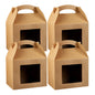 Bio Tek Kraft Paper Gable Box / Take Out Container - Greaseproof, with Window - 10" x 7" x 8" - 25 count box