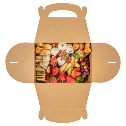 Bio Tek Kraft Paper Gable Box / Take Out Container - Greaseproof, with Window - 10" x 7" x 8" - 25 count box