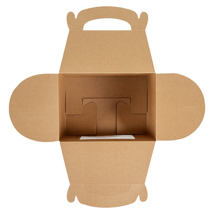 Bio Tek Kraft Paper Gable Box / Take Out Container - Greaseproof, with Window - 10" x 7" x 8" - 100 count box