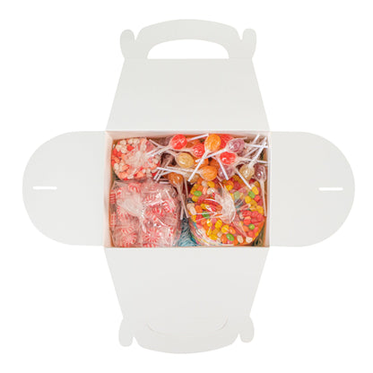 Bio Tek Pink and White Stripe Paper Gable Box / Take Out Container - with Window - 10" x 7" x 8" - 25 count box