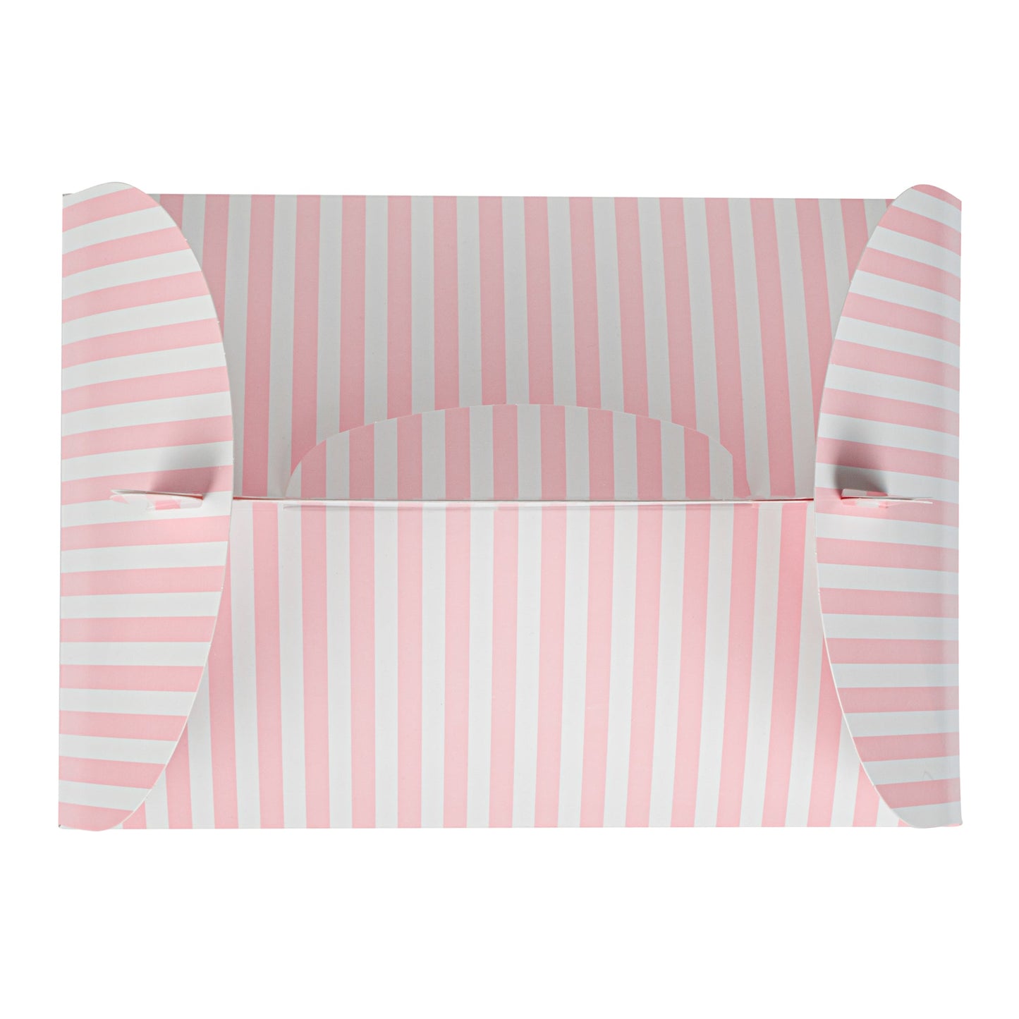 Bio Tek Pink and White Stripe Paper Gable Box / Take Out Container - with Window - 10" x 7" x 8" - 25 count box