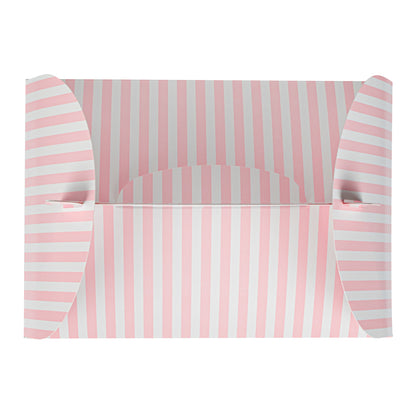 Bio Tek Pink and White Stripe Paper Gable Box / Take Out Container - with Window - 10" x 7" x 8" - 25 count box