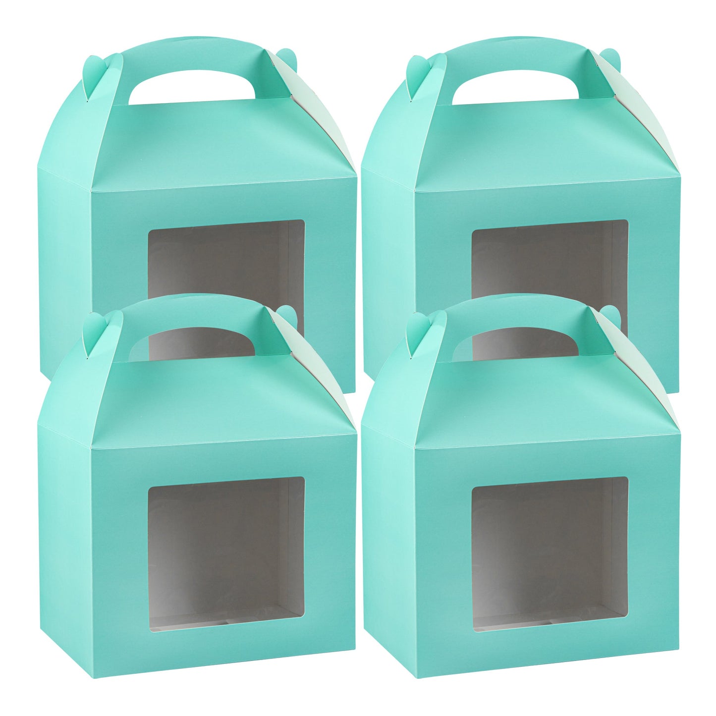 Bio Tek Turquoise Paper Gable Box / Take Out Container - Grease-Resistant, with Window - 10" x 7" x 8" - 100 count box