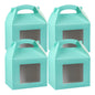 Bio Tek Turquoise Paper Gable Box / Take Out Container - Grease-Resistant, with Window - 10" x 7" x 8" - 100 count box