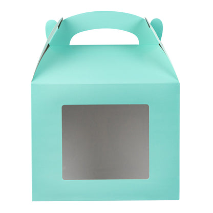 Bio Tek Turquoise Paper Gable Box / Take Out Container - Grease-Resistant, with Window - 10" x 7" x 8" - 25 count box