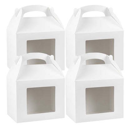Bio Tek White Paper Gable Box / Take Out Container - Greaseproof, with Window - 10" x 7" x 8" - 100 count box