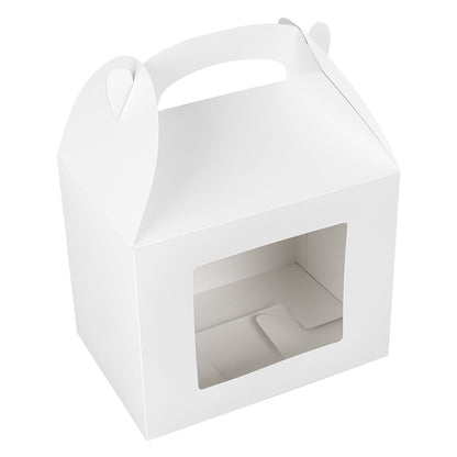 Bio Tek White Paper Gable Box / Take Out Container - Greaseproof, with Window - 10" x 7" x 8" - 25 count box