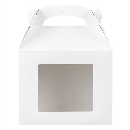 Bio Tek White Paper Gable Box / Take Out Container - Greaseproof, with Window - 10" x 7" x 8" - 25 count box