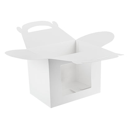 Bio Tek White Paper Gable Box / Take Out Container - Greaseproof, with Window - 10" x 7" x 8" - 25 count box