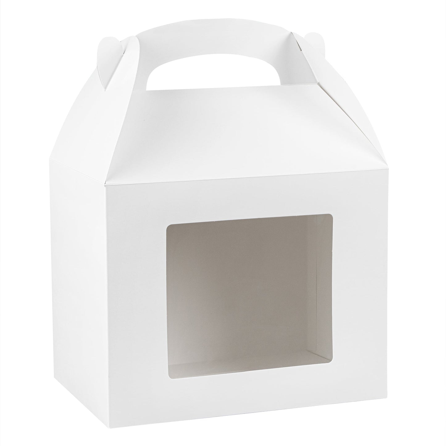 Bio Tek White Paper Gable Box / Take Out Container - Greaseproof, with Window - 10" x 7" x 8" - 100 count box
